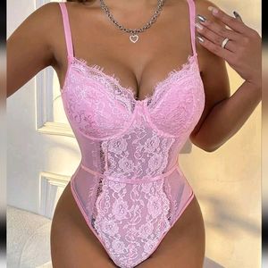 Pink laced bodysuit